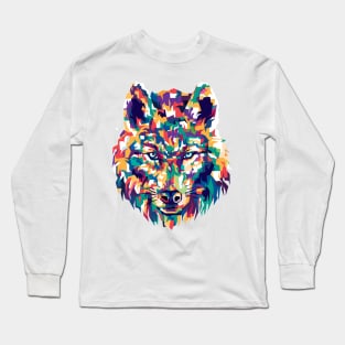 Colorful Wolf Fantasy Artsy Style Long Sleeve T-Shirt